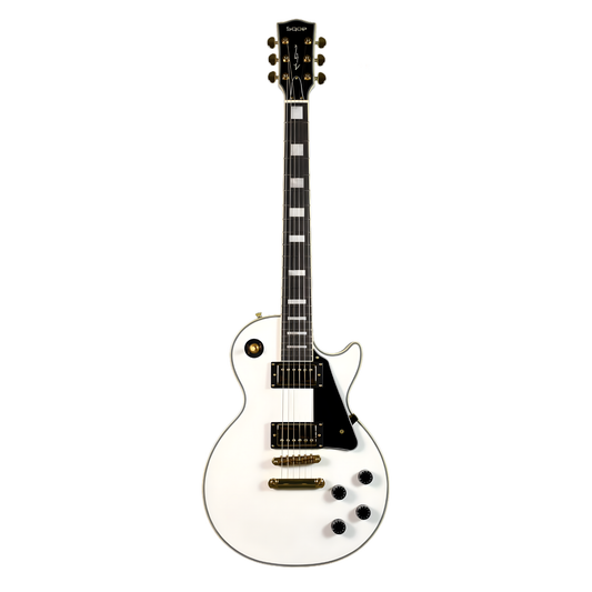 Sqoe SELP300 Les Paul Custom Electric Guitar w/ Hard Case, White