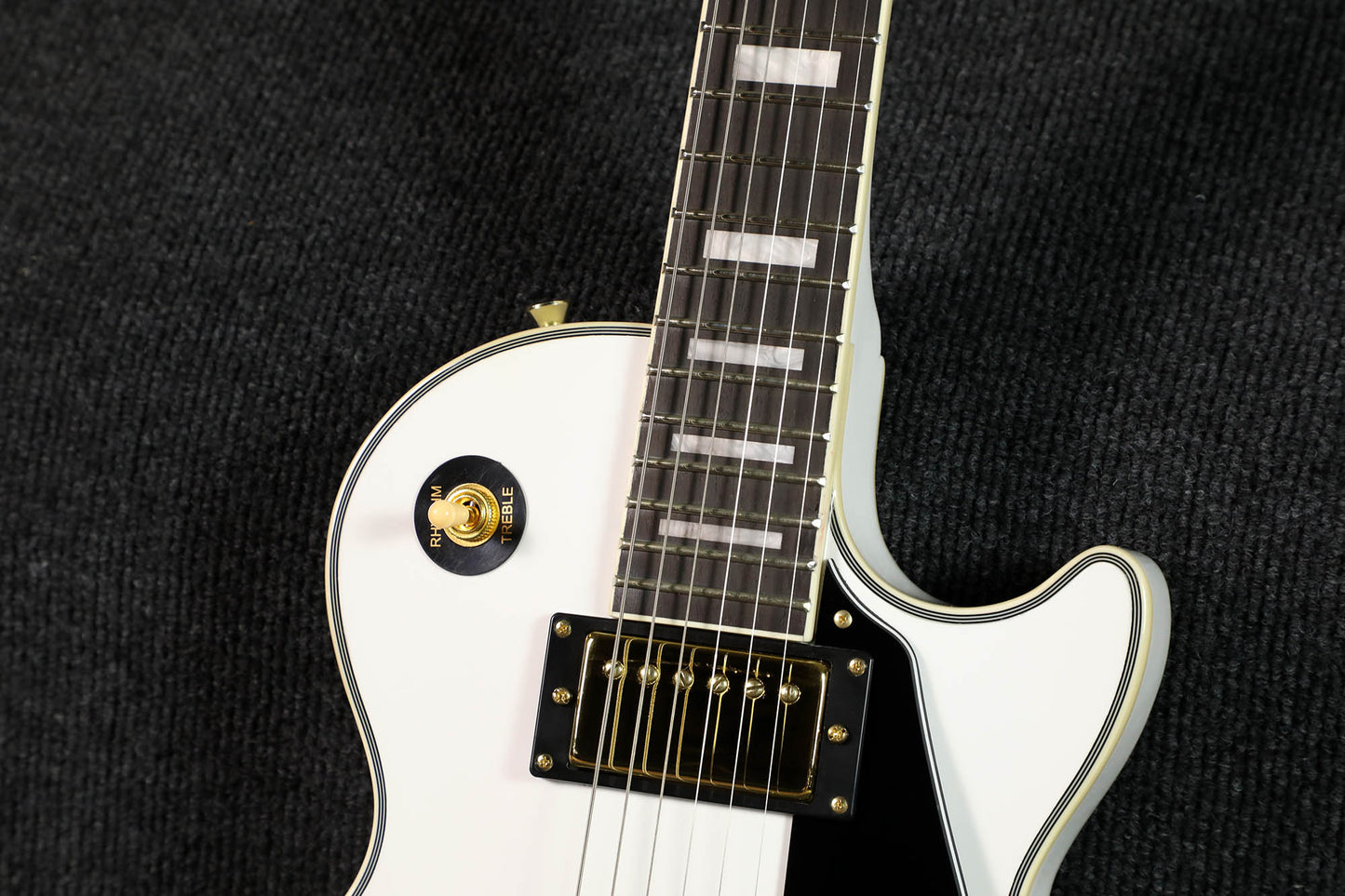 Sqoe SELP300 Les Paul Custom Electric Guitar w/ Hard Case, White