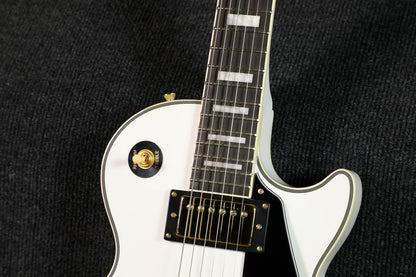 Sqoe SELP300 Les Paul Custom Electric Guitar w/ Hard Case, White