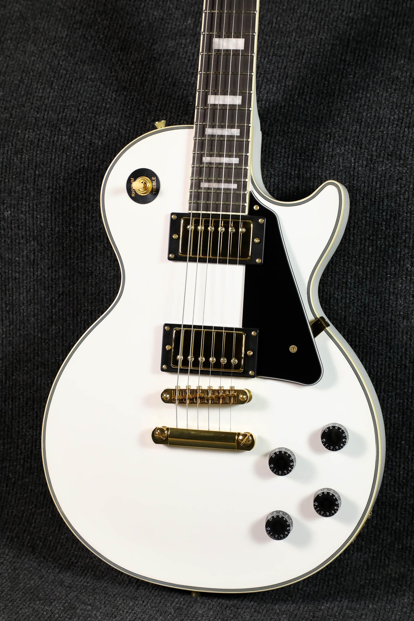 Sqoe SELP300 Les Paul Custom Electric Guitar w/ Hard Case, White