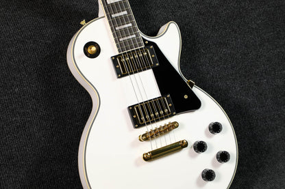 Sqoe SELP300 Les Paul Custom Electric Guitar w/ Hard Case, White
