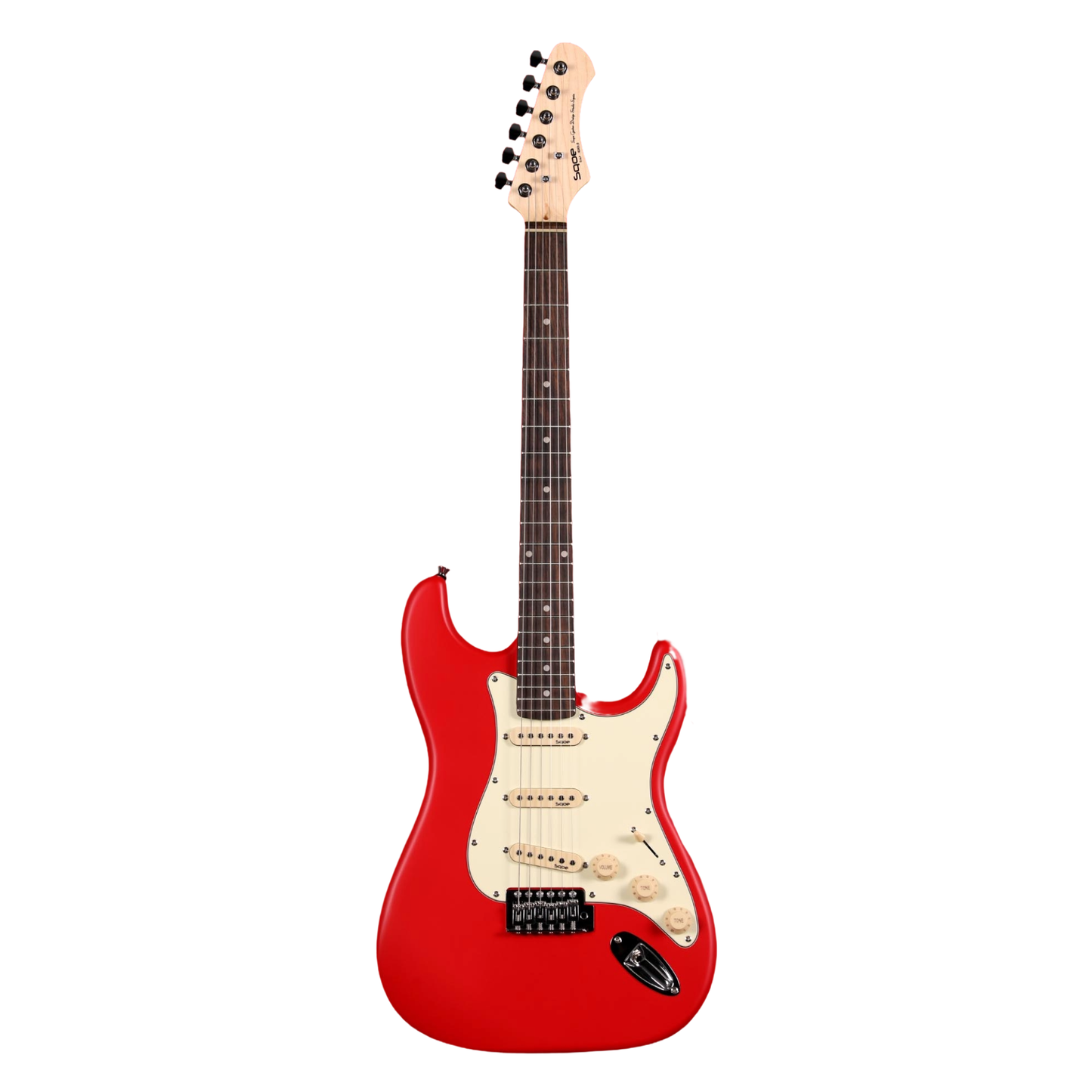 Sqoe SEST202 Stratocaster Electric Guitar, Red