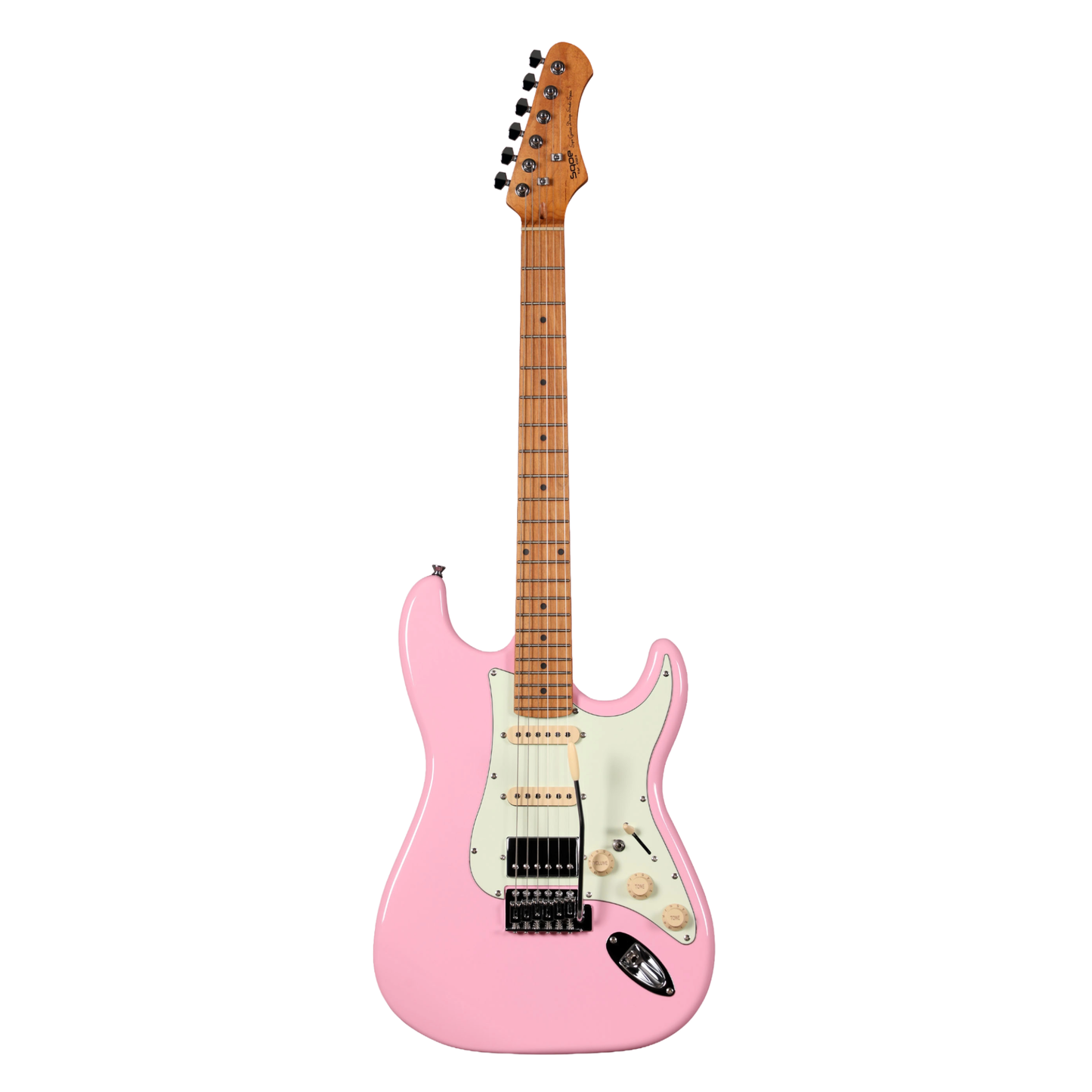Sqoe SEST600 Stratocaster HSS Electric Guitar, Pink