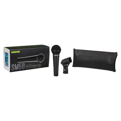 Shure SM58-LC Black Edition Dynamic Vocal Microphone with Mic Clamp and Pouch
