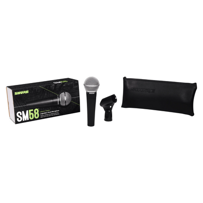 Shure SM58-LC Dynamic Vocal Microphone with Mic Clamp and Pouch