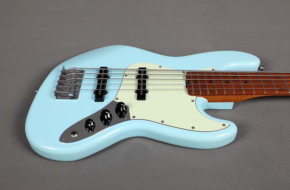 Sqoe SJB650 5-String Jazz Bass Guitar, Sky Blue