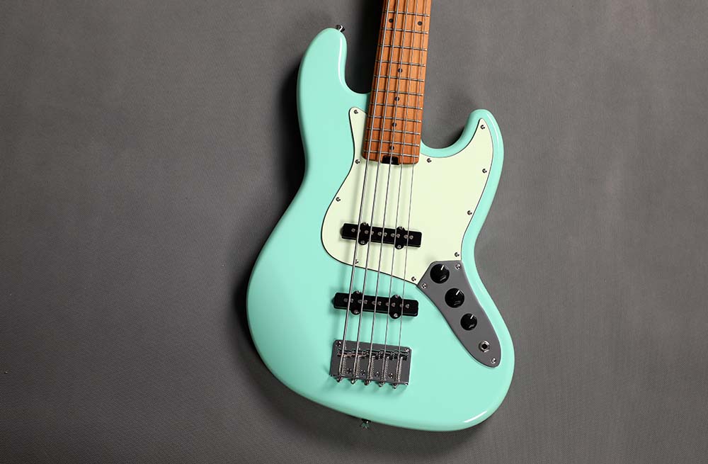 Sqoe SJB650 5-String Jazz Bass Guitar, Mint Green