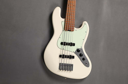 Sqoe SJB650 5-String Jazz Bass Guitar, Olympic White