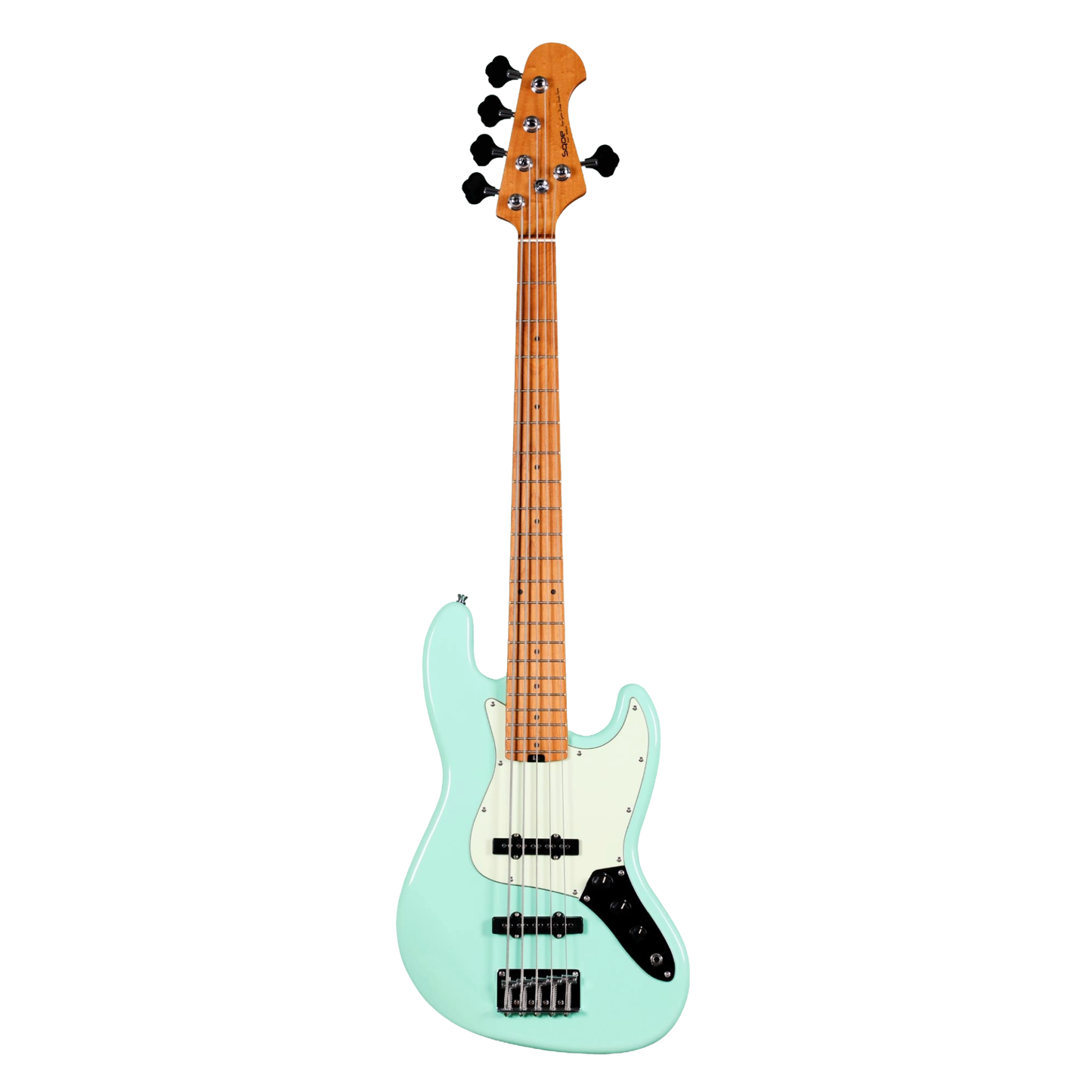 Sqoe SJB650 5-String Jazz Bass Guitar, Mint Green