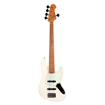 Sqoe SJB650 5-String Jazz Bass Guitar, Olympic White