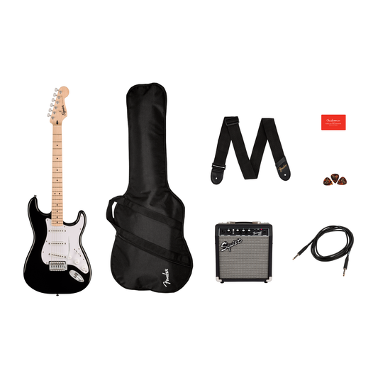 Squier Sonic Stratocaster Pack w/Gig Bag, 10G, Black