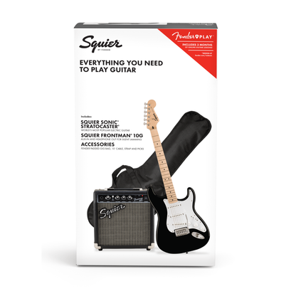 Squier Sonic Stratocaster Pack w/Gig Bag, 10G, Black