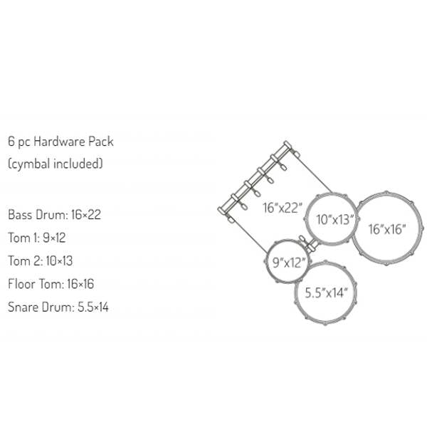 Dixon Spark Standard 5-pcs Acoustic Drum Kit, Misty Black